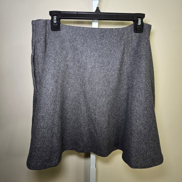 Theory Wool‎ Skirt A-Line Flared Gray Career Minimalist Ladies Size 10 - Picture 1 of 6